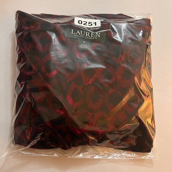 Lauren Ralph Lauren Wrap Geometric Ruched Cocktail Midi Dress Size 4 - Picture 7 of 7